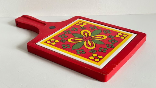 Vintage rode onderzetter – keukenaccessoires, Ceramic, Wood (photo 2 of 30)