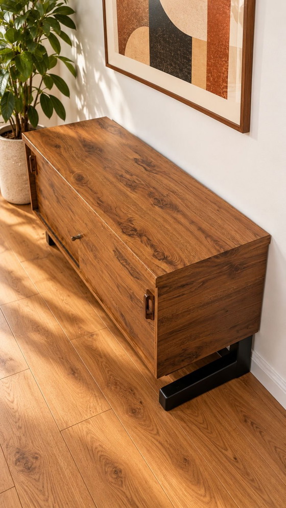 Enfilade MEX Mobelfabrik vintage design scandinave, Buffet bas, Métal, Bois, Noir (photo 9 sur 10)