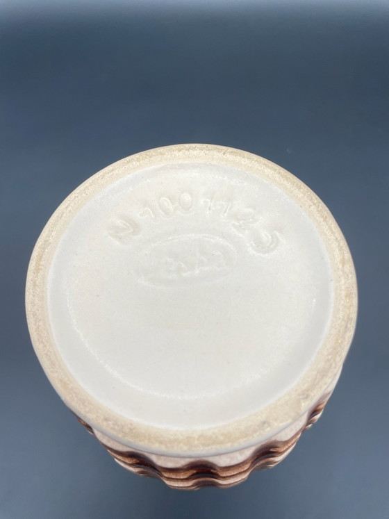 Jasba Ceramic Vase – Brown White – geometric relief – West Germany – 25 cm – Jasba Keramik (photo 7 of 10)