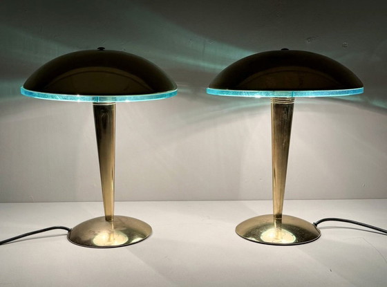 Image 1 of Set di 2 lampade da tavolo/lampade a cuscino in stile Art Déco, Germania, anni '80