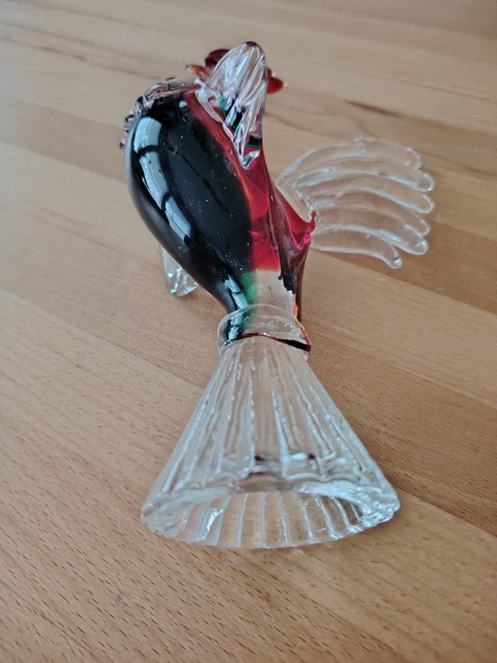 Image 1 of Vintage Murano glazen beeldje van een haan, handgemaakt