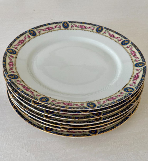 Image 1 of Set van 7 Limoges porseleinen borden, Frankrijk