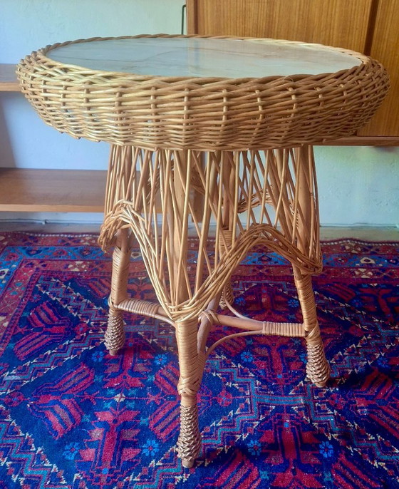 Circular Bamboo and Faux Marble Coffee or Wine Table, 1960s – Coffee tables (photo 2 of 7)