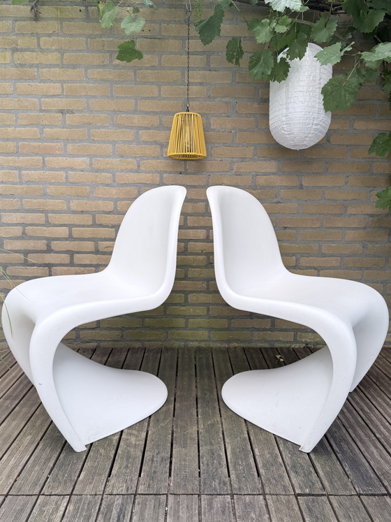 Image 1 of Set aus 2 originalen Vitra Panton Stühlen – Weiß (Matt)