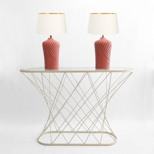 Tavolo consolle vintage bianco ritorto di Isamu Noguchi, stile USA anni &#39;80