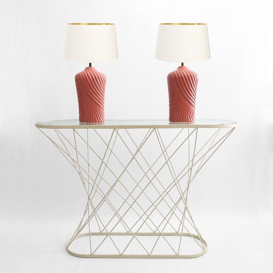 Image 1 of Vintage white twisted console table by Isamu Noguchi Style USA 1980s