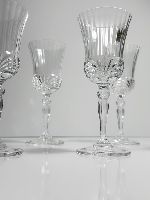 5X Italian crystal glasses wine 80s shell decor