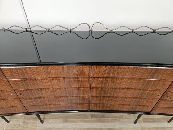 Vittorio Dassi Rosewood Credenza With Black Glass Top, Italian 1940 – Vittorio Dassi Mobili Moderni (photo 5 of 36)