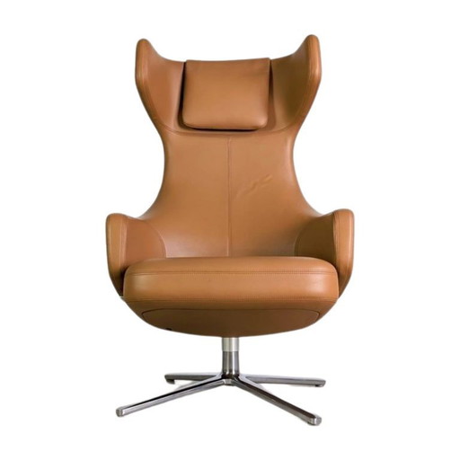 Sillón original Vitra Grand Repos Antonio Citterio cuero coñac