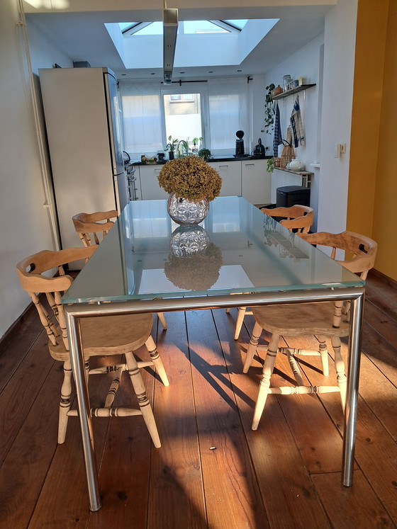 Image 1 of Matglazen eettafel van de Bijenkorf