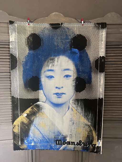 Zeefdruk (75/108) Moansburg “Geisha Blue” Nr 7vd10