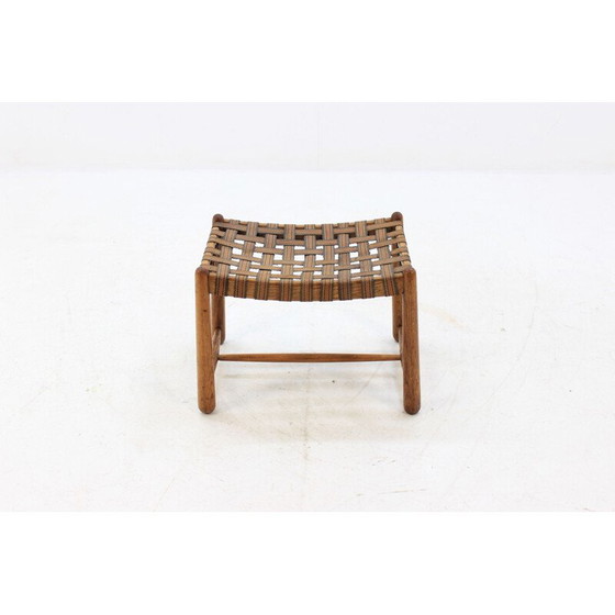 Image 1 of Vintage oak stool, Czechoslovakia 1960