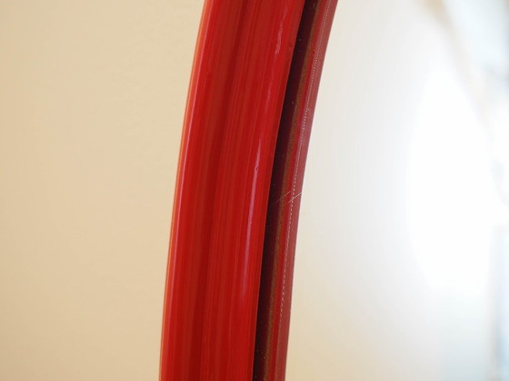 Image 1 of Miroir à cadre rouge, design danois, années 1970, fabriqué au Danemark