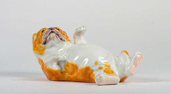 Sculture in Ceramica di Bulldog Stile Guido Cacciapuoti, a Pancia in Su (photo 2 of 10)