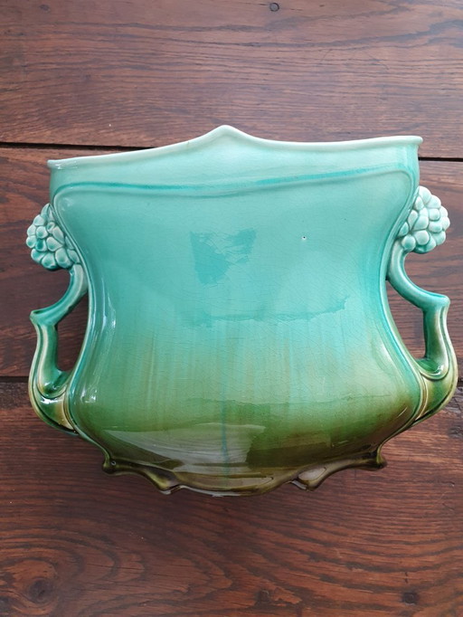 Belle jardinière Art Nouveau en barbotine -ca 1900