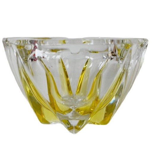 Heavy cut crystal tea light holder in yellow star shape MCM 1960's