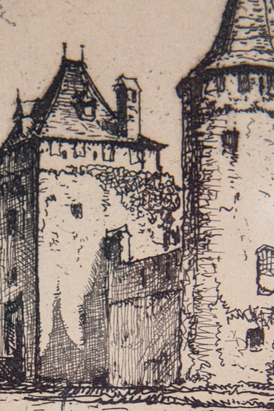 Image 1 of Fine line etching by the Dutch graphic artist Jan Poortenaar