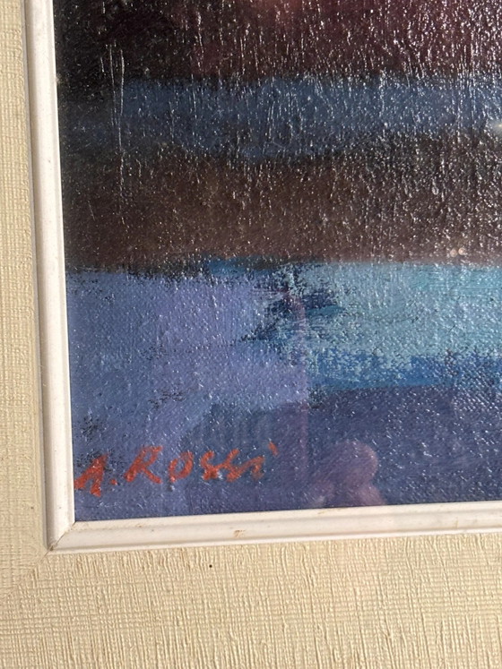 A. Rossi 1970s Oil Painting on Board, Boats, Paintings & Drawings (photo 6 of 8)