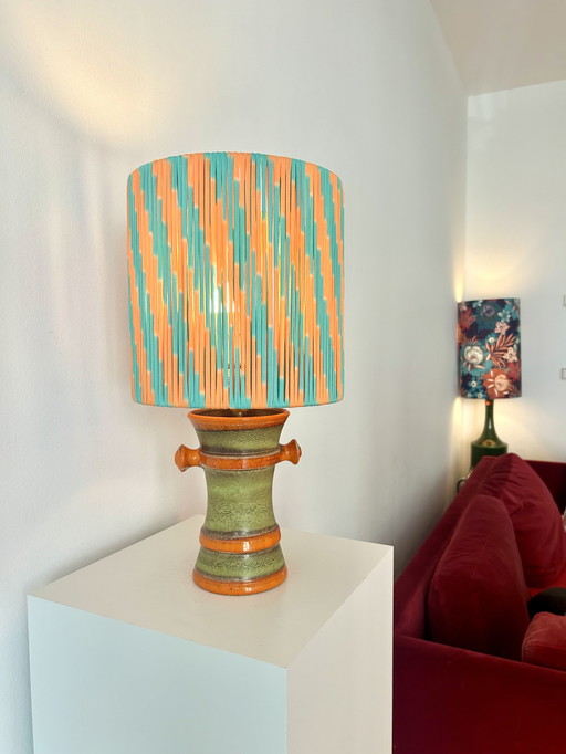 Cordless 70s table lamp suitable for garden and balcony - upcycled from a Uebelacker vase