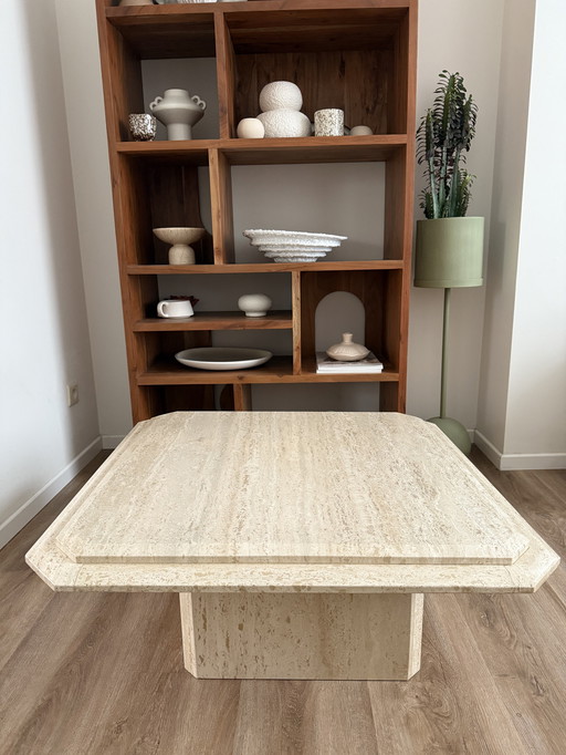 Table basse vintage en travertin
