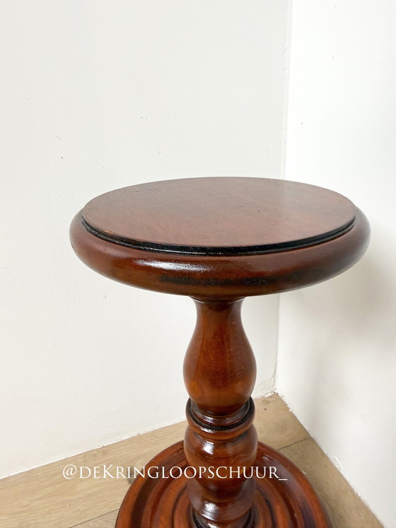 Image 1 of Table d'appoint vintage en bois, tabouret, colonne, piédestal