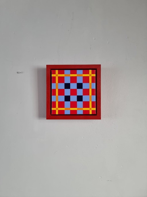 Modernes, zeitgenössisches Gemälde, farbenfroh, 25 x 25 cm