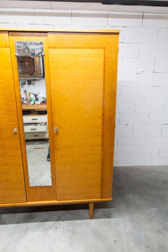 Image 1 of 1970s Scandinavian wardrobe with hanging space, shelf, mirror, 21x126cm, 2 doors
