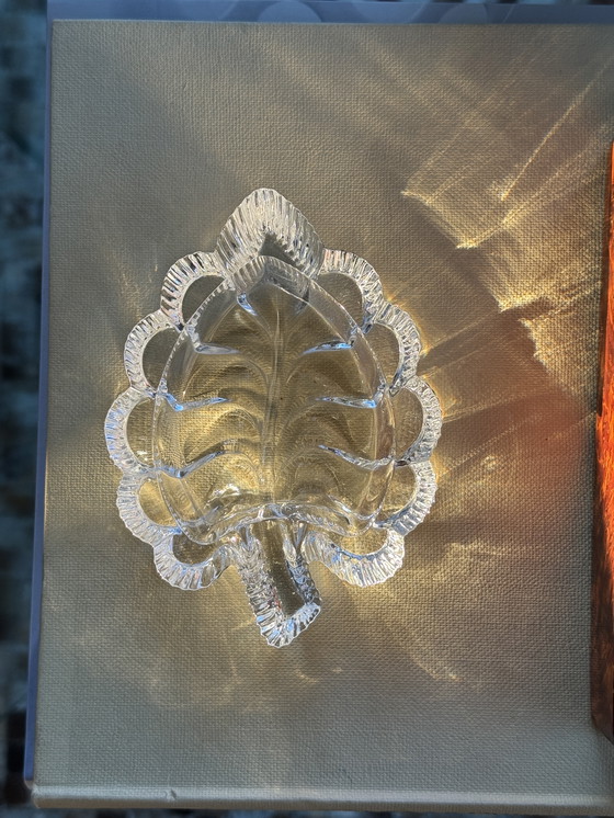 Image 1 of Bol en cristal vintage Cristal d’Arques en forme de feuille