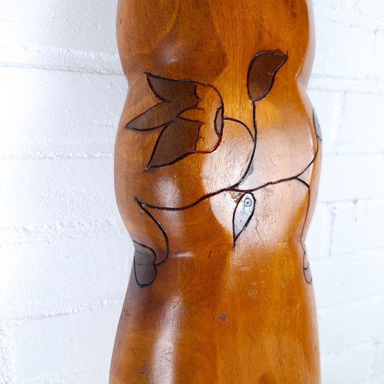 Image 1 of Vassoio porta snack in legno vintage con scomparti, anni '70