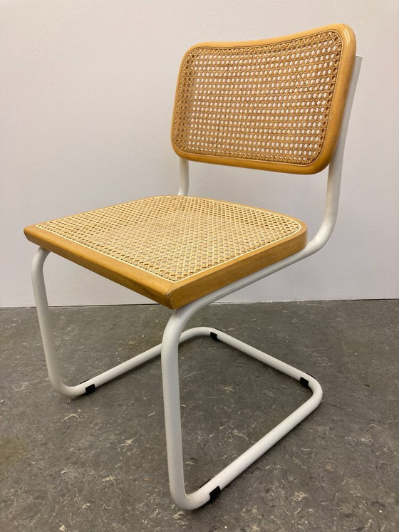 1x Chaise Vintage Cesca Breuer, Chaises de salle à manger, Bois, Métal, Blanc (photo 5 sur 11)
