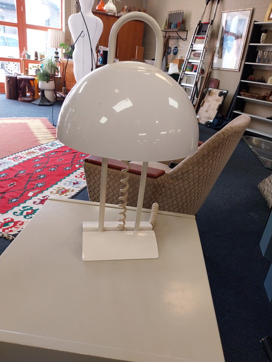 Image 1 of 1x White Mushroom Table Lamp 1980s