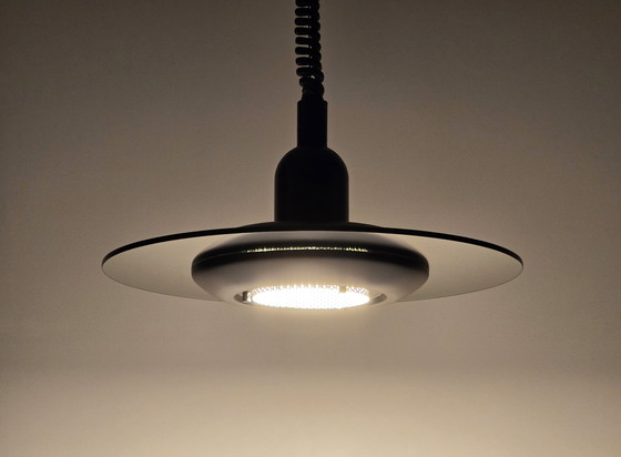 Image 1 of Vintage 1980S Steinhauer Ufo Pendant Lamp With Tinted Glass Disc