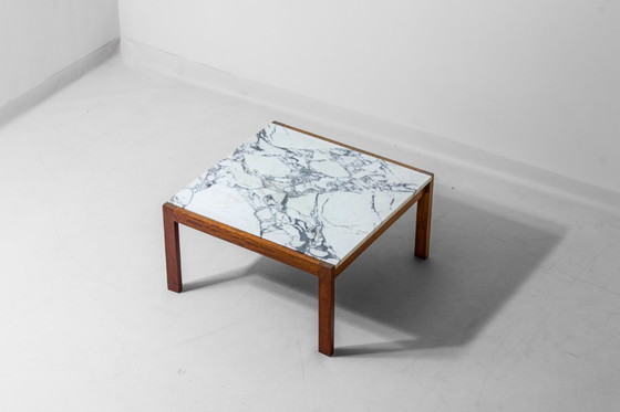 Image 1 of Minimalist coffee table in teak and marble by Alfred Hendrickx, 1960s