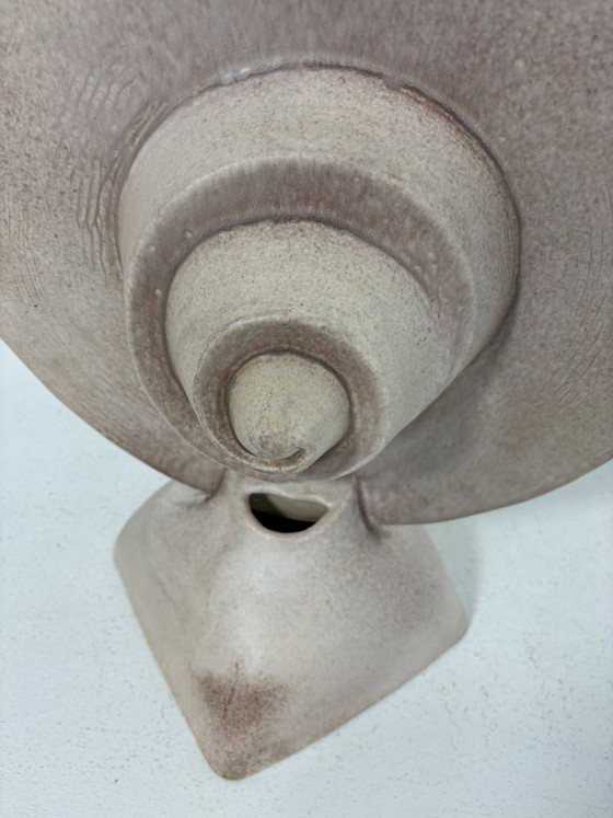 Image 1 of Large Brutalist Ceramic Sculpture with Circular Shapes Geometric Shape Woman ca. 1970