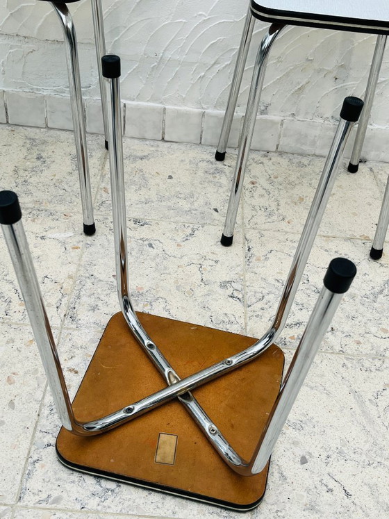 Image 1 of Set di 4 sgabelli vintage in Formica grigio cromato