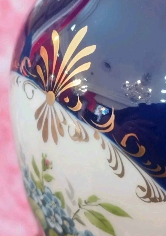 Image 1 of Cobalt blue Limoges porcelain vase