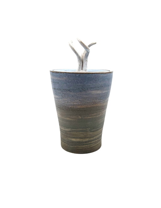 Vaso artistico in ceramica blu in stile Mid-Century Modern, Gabriele Bucci, Italia, ca. 2000