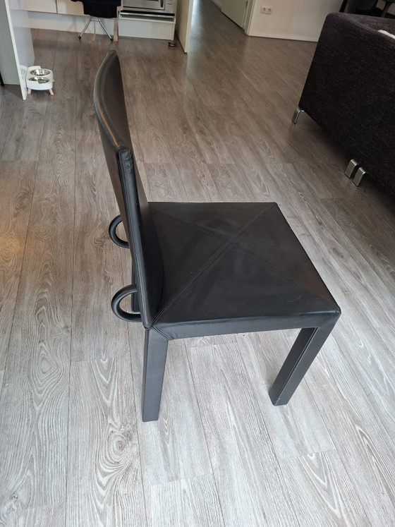 Original B&B Italia Arcadia Dining Chairs by Paolo Piva | Set of 6 | Black Leather | 1980s – Metal (photo 9 of 9)