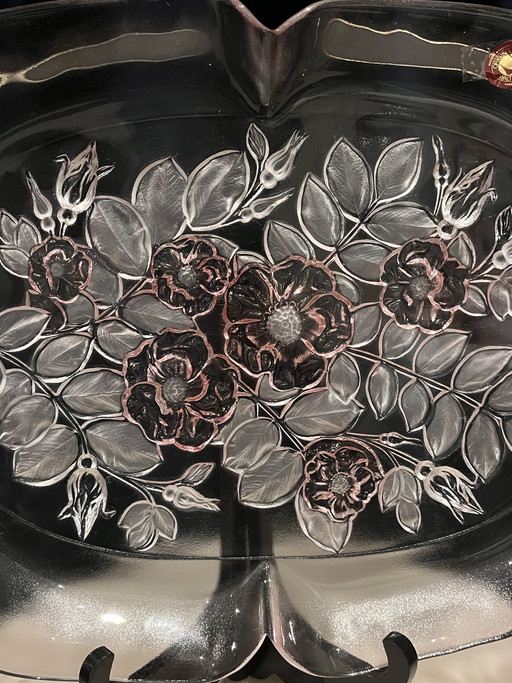 Set di piatti da portata vintage Walther Glass anni '70 Mikasa rosa (Rosella) kristal glas