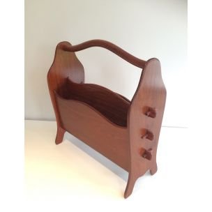 Image 1 of Vintage magazine holder in teak Scandinavian 1970s 