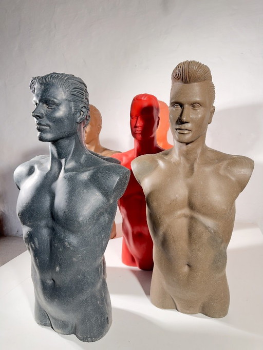 Bustos de maniquíes masculinos de tamaño natural de los años 80, Dressboys – decoratieve objecten, Plastic (photo 2 of 14)
