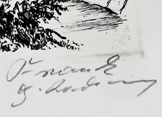 Image 1 of (W012) Original Radiation Friedrich Kätner – Aachen Elisenbrunnen / Elisengarten with Cathedral, framed