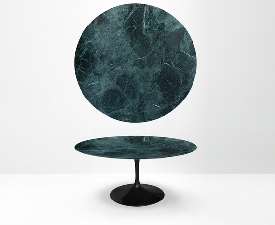 Originele ronde Knoll Tulip eettafel (152cm) in Alpi Verde glanzend in NIEUWSTAAT!! Eero Saarinen – Marble (photo 2 of 15)