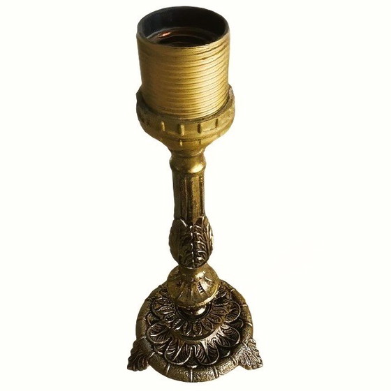 Image 1 of Vintage Portuguese baroque brass lamp base acanthus 1940s