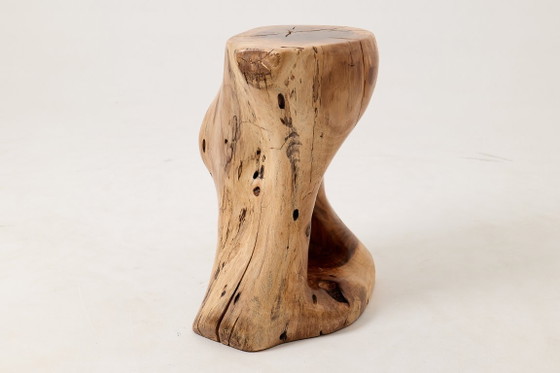Image 1 of Sculptural Stool/Side Table, Walnut, Carved, Unique, Logniture