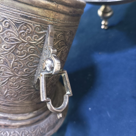 Image 1 of Zeldzaam, met de hand gebeiteld Marokkaans zilveren meesterwerk uit de 19e eeuw (650 g)