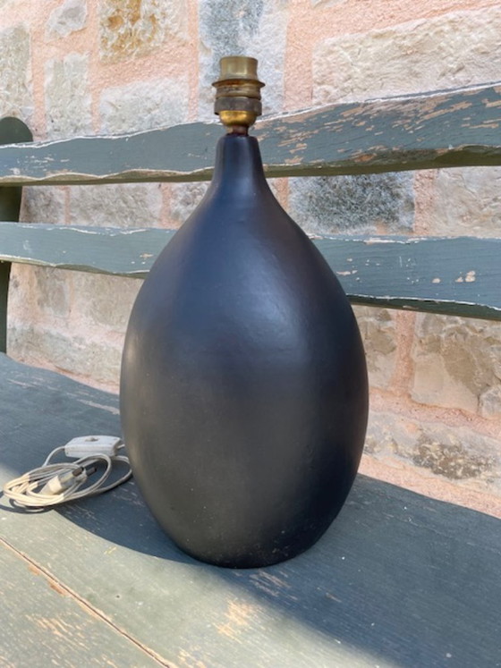 Pied de lampe Céramique noire vintage dlg Georges Jouve Capron design 1950 Blin – Ceramic (photo 3 of 8)
