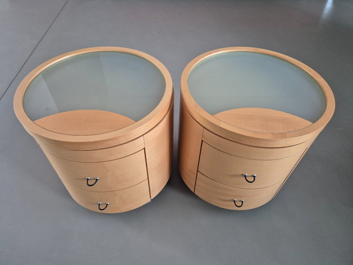 Set of 2 Hülsta coffee tables with drawers and swivel top
