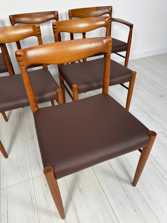 Image 1 of Set di 6 sedie da pranzo vintage danesi in teak di H.W. Klein per Bramin, stile Mid-Century Modern, anni '60.