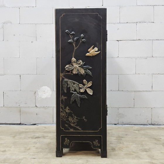 Vintage Chinees Lak Kastje Speksteen, Parelmoer / Vogels En Bloemen / Bohemian Kastje – Opbergkast, Wood (photo 7 of 15)